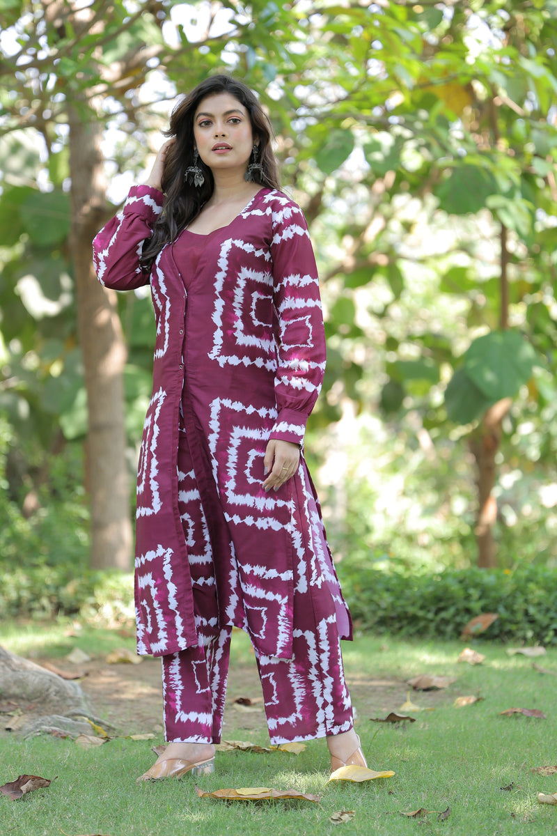 Wine Shibori Print Co-ord set