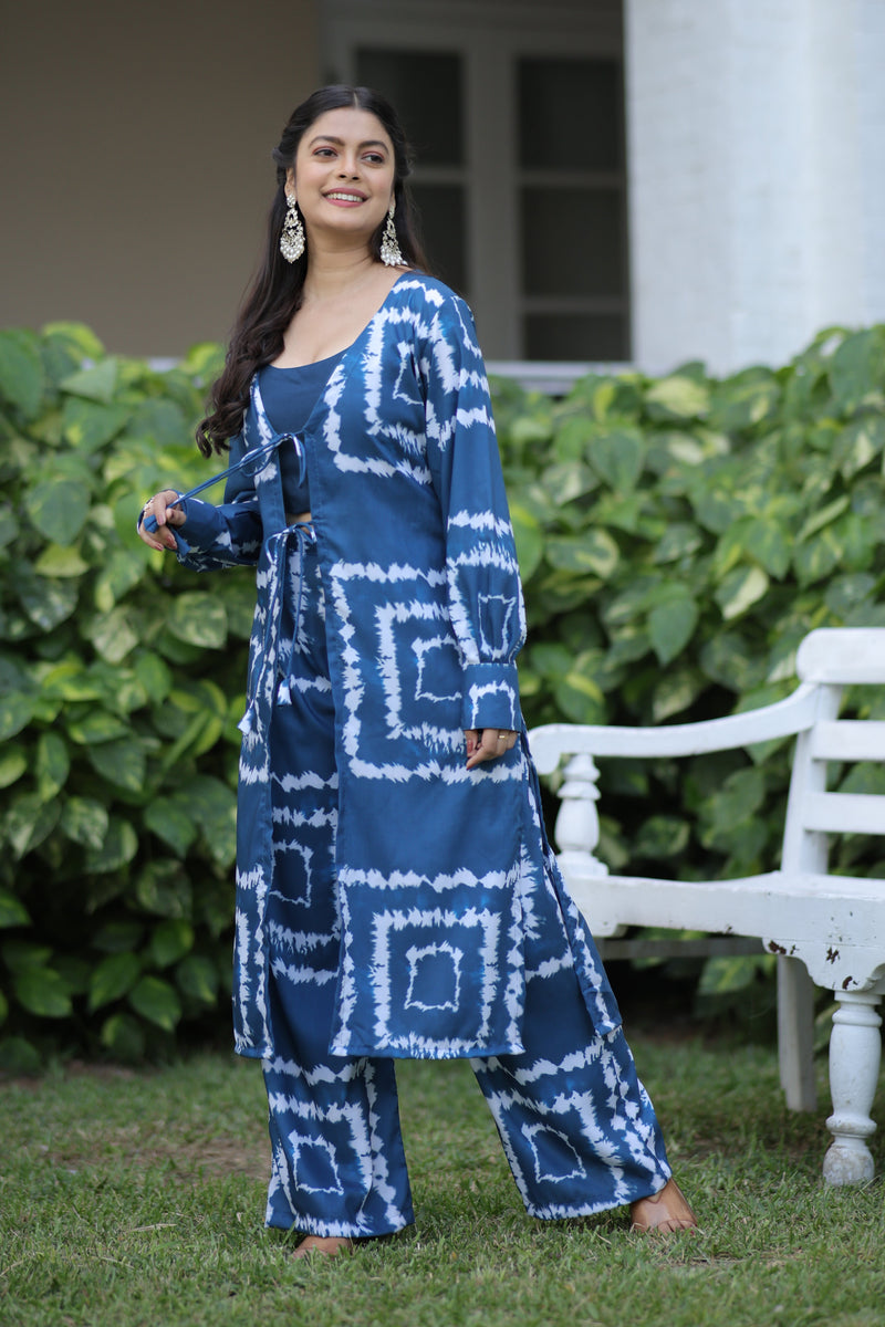 Trending Blue Shibori Print Co-ord set