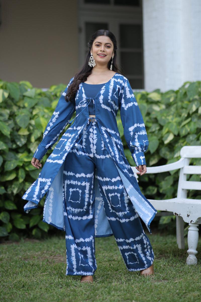 Trending Blue Shibori Print Co-ord set