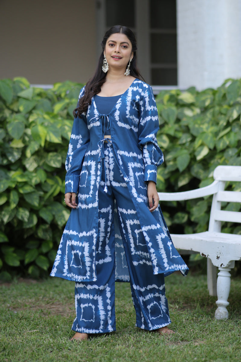 Trending Blue Shibori Print Co-ord set