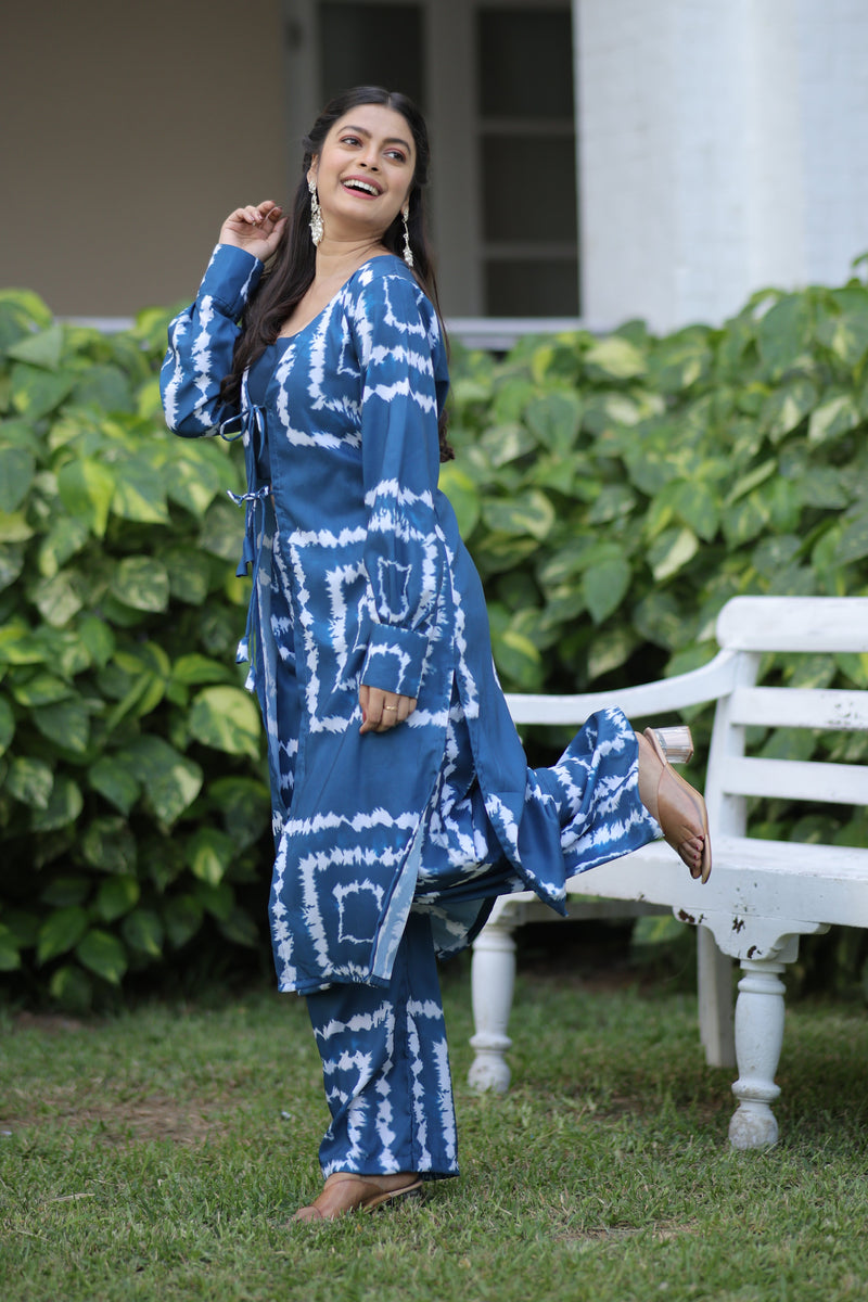 Trending Blue Shibori Print Co-ord set