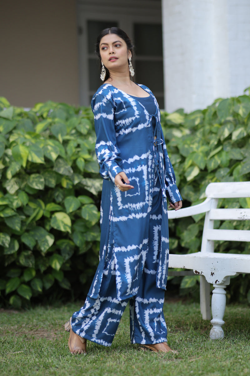 Trending Blue Shibori Print Co-ord set