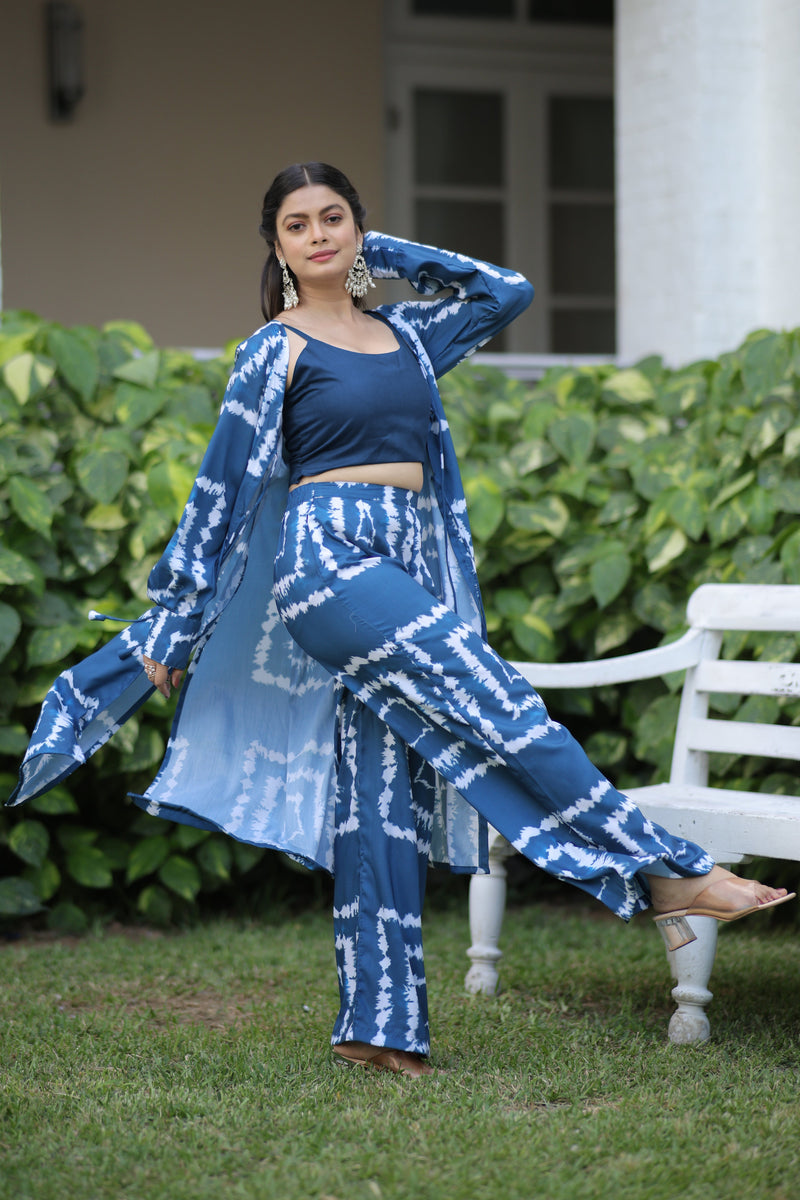 Trending Blue Shibori Print Co-ord set