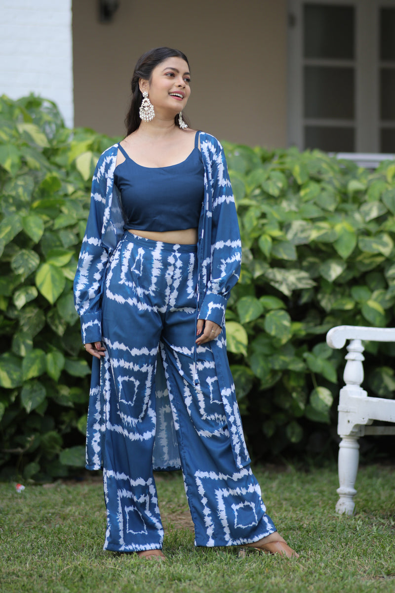 Trending Blue Shibori Print Co-ord set