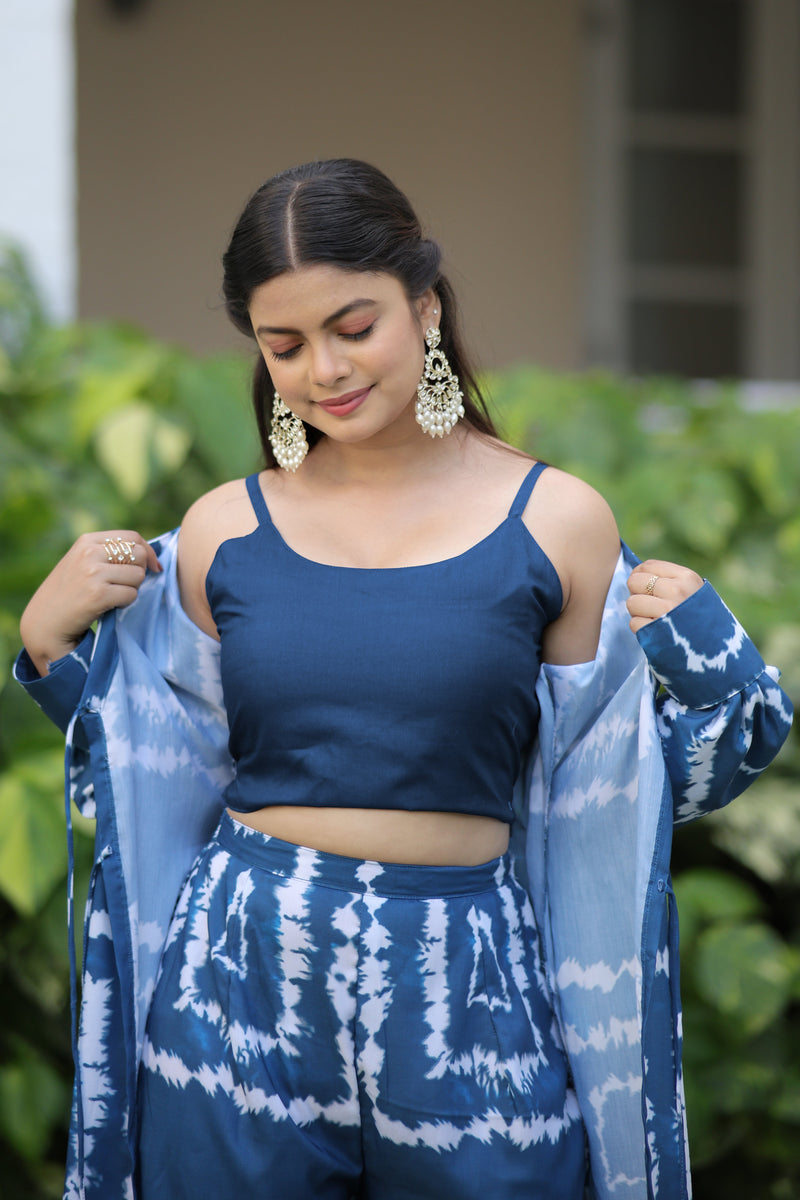 Trending Blue Shibori Print Co-ord set