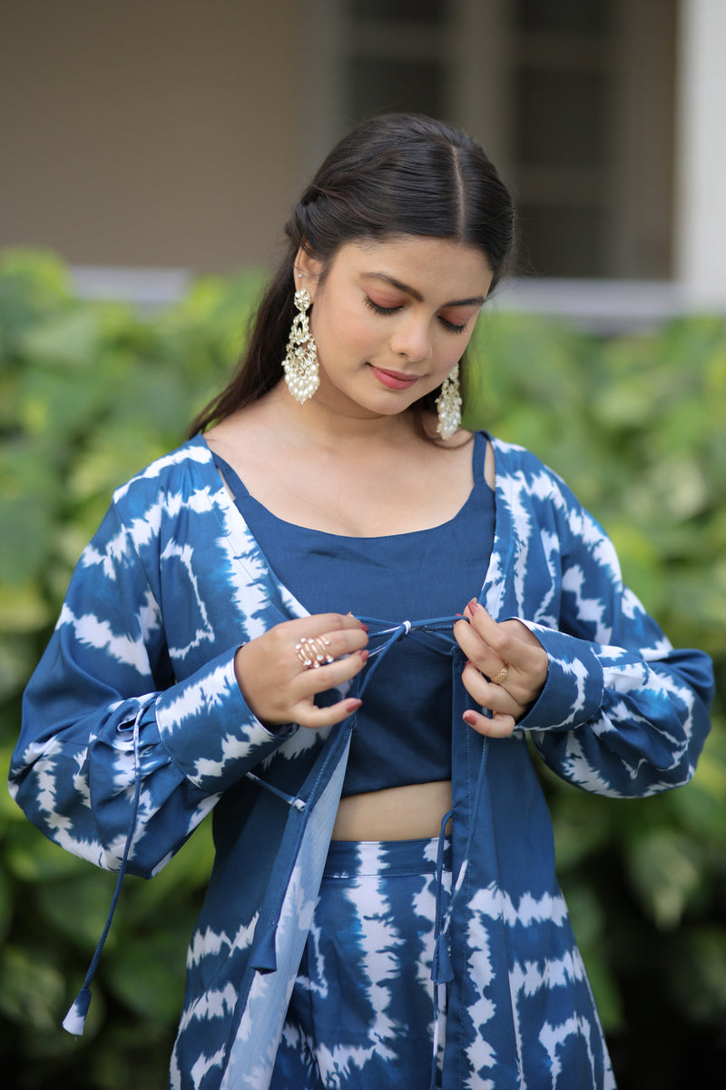 Trending Blue Shibori Print Co-ord set