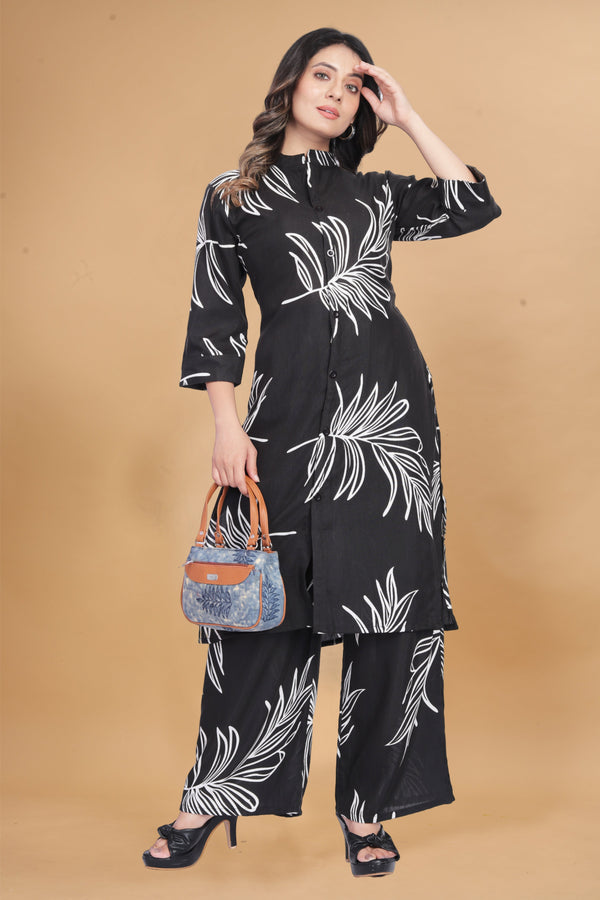 Black Frower Print Co-Ord Set