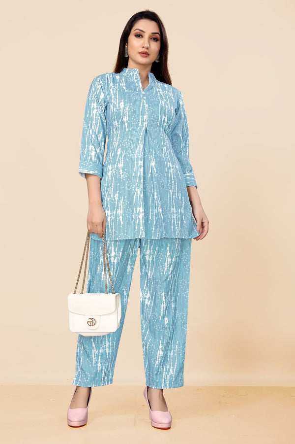 Women Sky Blue Co-ord set