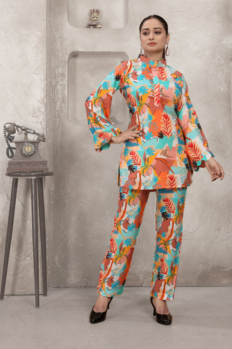 Orange and Blue Tree Print SpatialSpot Co-Ord Set